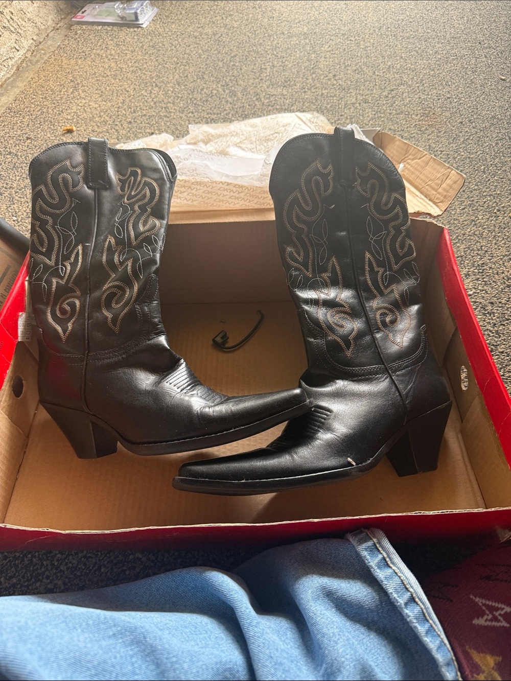Black Embroidered Western Cowboy Boots